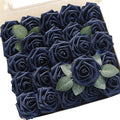 Floroom Artificial Flowers 25pcs Real Looking Navy Blue Foam Fake Roses by Floroom