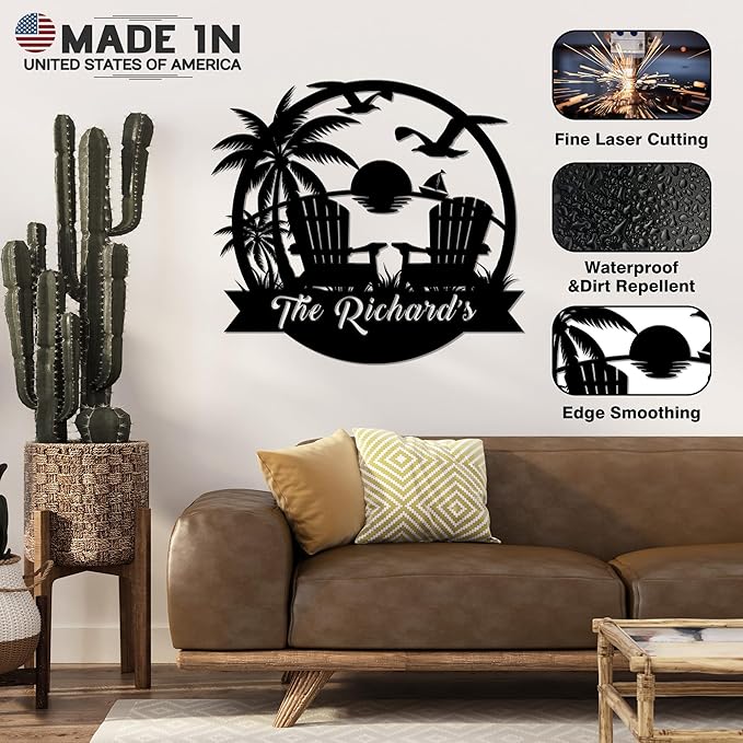Personalized Beach Decor for Home, Custom Metal Sign Outdoor Nautical Decor - Image 4