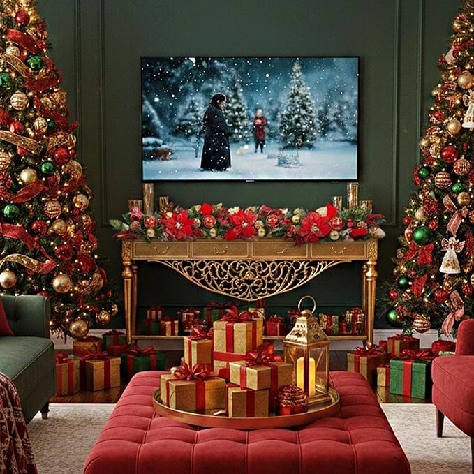 5 ft Christmas Garland for Mantle Unlit Garland for Stairs Railing, for Table - Image 7