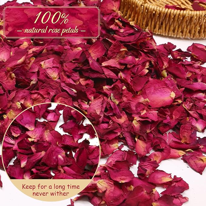 300+ PCS Biodegradable Red Rose Petals Wedding Confetti, 20+ Cups Dried Flower - Image 2