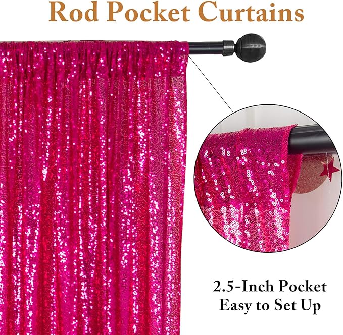 ShinyBeauty 20FTx10FT Hot Pink Sequin Backdrop - Image 3