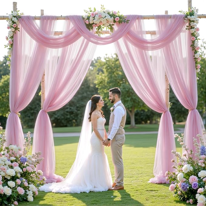 Wedding Arch Draping Fabric Backdrop 1 Panel 60" x 26Ft Dusty Rose Drapes - Image 2