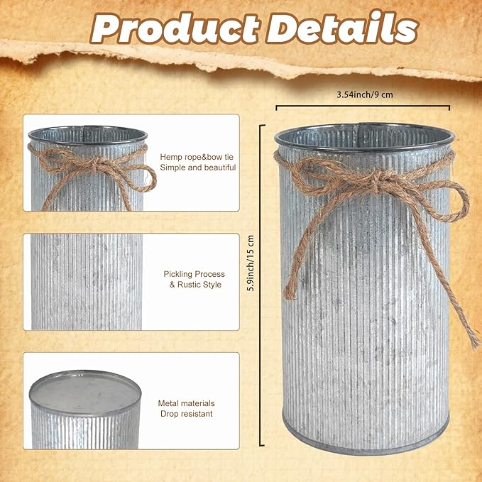 6" High Vase Centerpiece for Table, Rustic Farmhouse Mason Jars - Image 3
