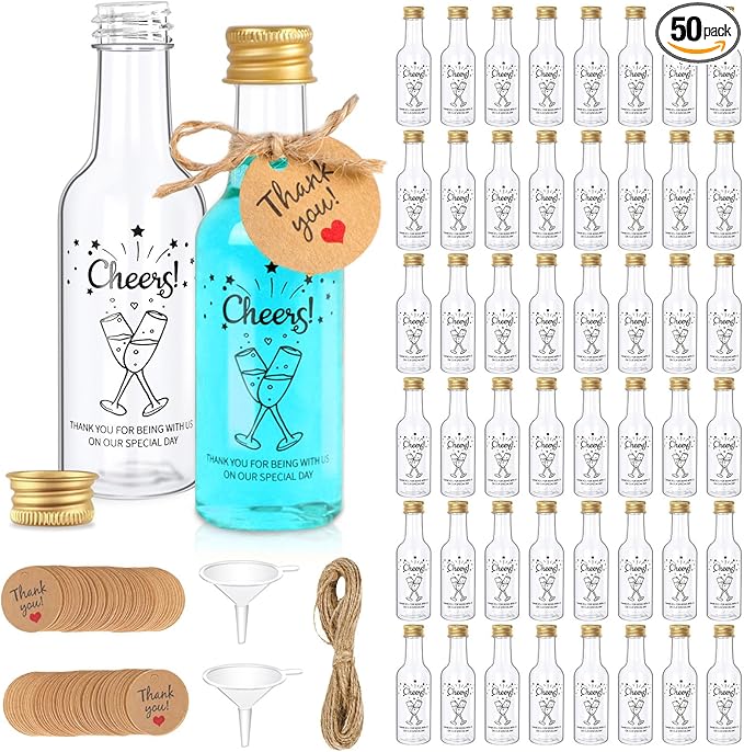 OurWarm 50 Pack Mini Liquor Bottles, 1.7oz/50ml Mini Shot Bottles by OurWarm