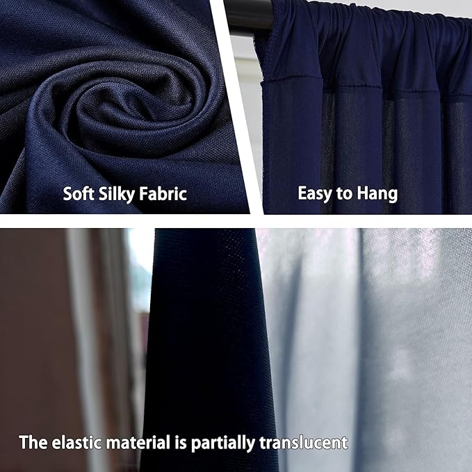 10 x 7 Feet Navy Blue Backdrop Curtain - Image 3