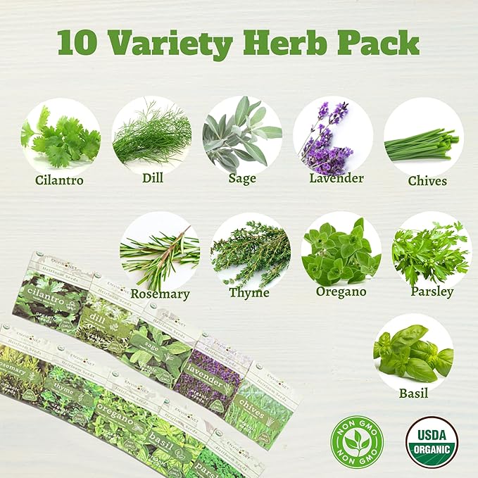 10 Indoor Herb Garden Kit- Burlap Pots, Organic Seeds, Herb Garden Planter - Image 3