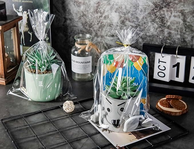 LOKIQNG Cellophane Bags Plastic Gift Bag Clear Cookie Treat Bags - Image 6