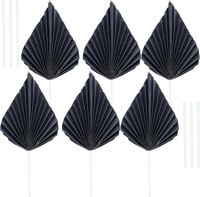 Ephlyn 6Pcs Paper Palm Fan Cake Topper Palm Leaf Fan Cake Pick - Image 3
