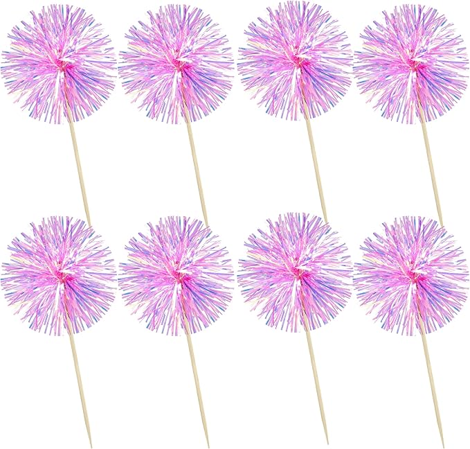 Ephlyn 30Pcs Foil Firework Cupcake Toppers Party Birthday Cake Toppers Supplies - Image 3