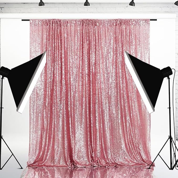 Eternal Beauty Fuchsia Pink Sequin Backdrop, 8x10 Ft Glitter Background Curtains by EternalBeauty
