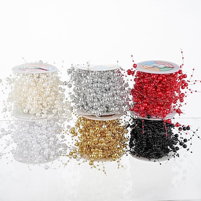 13Feet Pearl String Spool Roll for Floating Candles Faux Pearls Strands Garland - Image 5