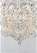 Hosmsua 5.1 x 7.3 Inch 50PCS Silver Glitter Wedding Invitation Cards by Hosmsua