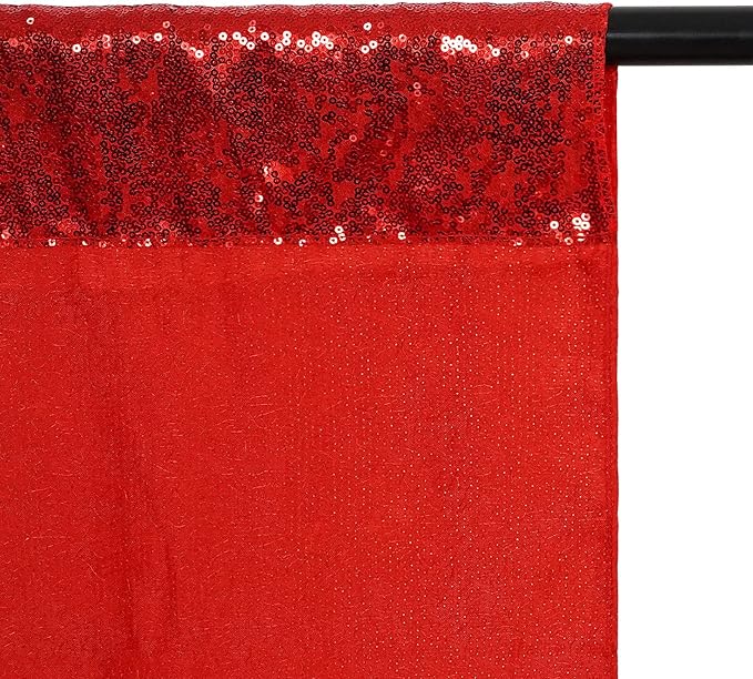 Poise3EHome 7Ft x 7Ft Red Sequin Backdrop, Glitter Thick Satin Sequin - Image 6