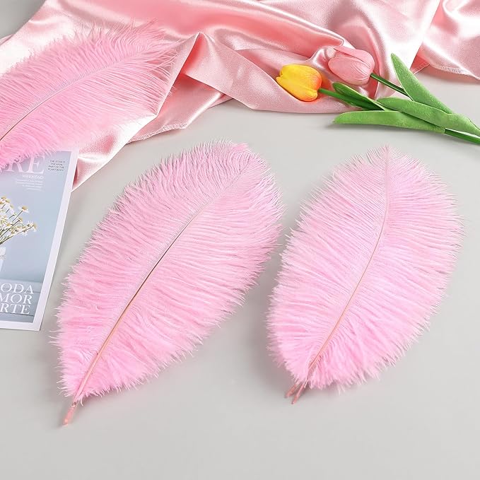 THARAHT Pink Ostrich Feathers 12pcs Natural Bulk 10-12Inch 25cm-30cm - Image 4