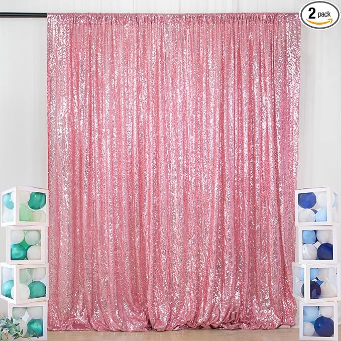 ShiDianYi Sequin Backdrop Fuchsia Pink 2 Panels 4FTx10FT Backdrop by ShiDianYi