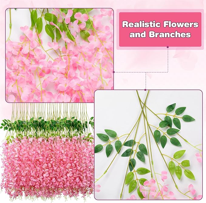Wisteria Hanging Flowers, Fake Hanging Flowers, Wisteria artificiales Garland - Image 4
