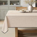 MIULEE Ivory-Black Linen Tablecloth 60x84 Inch Rectangle Table Cloth Waterproof by MIULEE