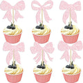 Gyufise 36Pcs Bow Cupcake Toppers Glitter Girls Birthday Decorations Bowknot by Gyufise