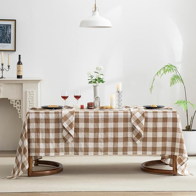 EVERLY 100% Yarn-Dyed Linen Rectangle Tablecloths 60x132Inches - Image 4
