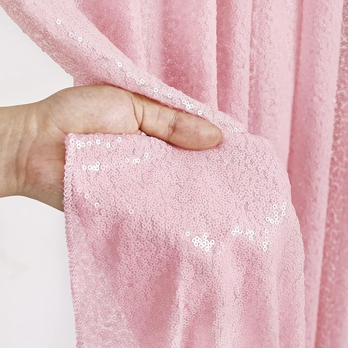 Pink Sequin Backdrop 2 Panels 2FTx8FT Birthday Party Backdrop Curtains Glitter - Image 4