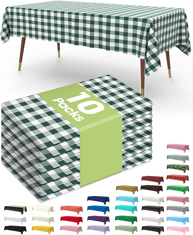 Pureegg Plastic Table Cloth Disposable 10 Pack, 54 x 108 Inch Table Cloths by Pureegg