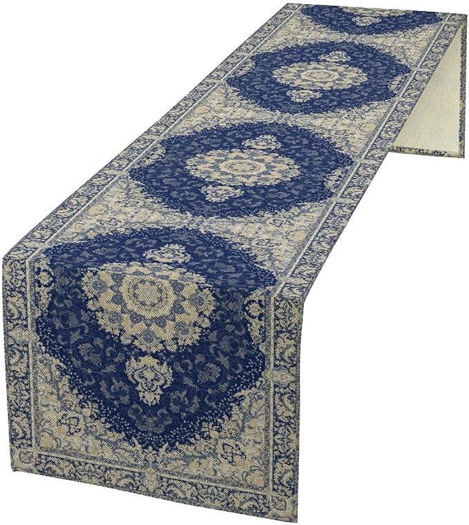Boho Bohemia Style Dark Blue Table Runner, Country Rustic Farmhouse Magical by Unknown