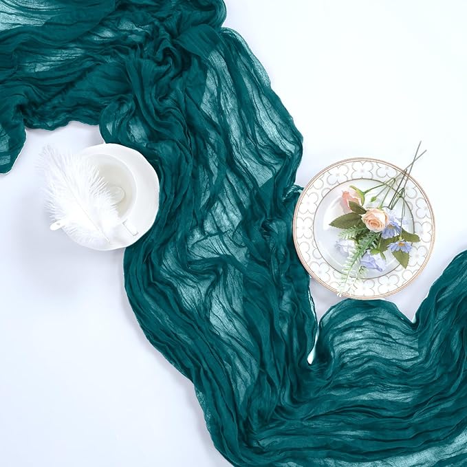 6 Pack Teal Cheesecloth Table Runner 10ft Boho Gauze Fabric Cheese Cloth Table - Image 6