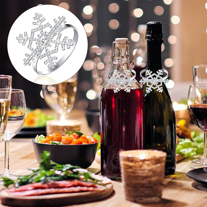 Patelai 24 Pieces Snowflake Napkin Rings Thanksgiving Christmas Napkin Holders - Image 7
