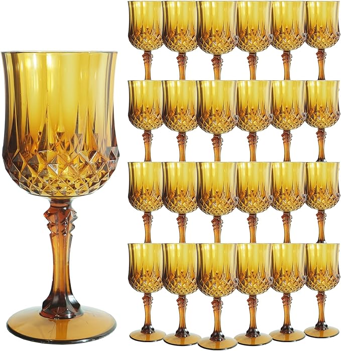 Plastic Wine Glasses，Plastic Goblets Vintage Style Cordial Drinking Glasses by LEYIQUCHAMPAGNEWINEGLASSES