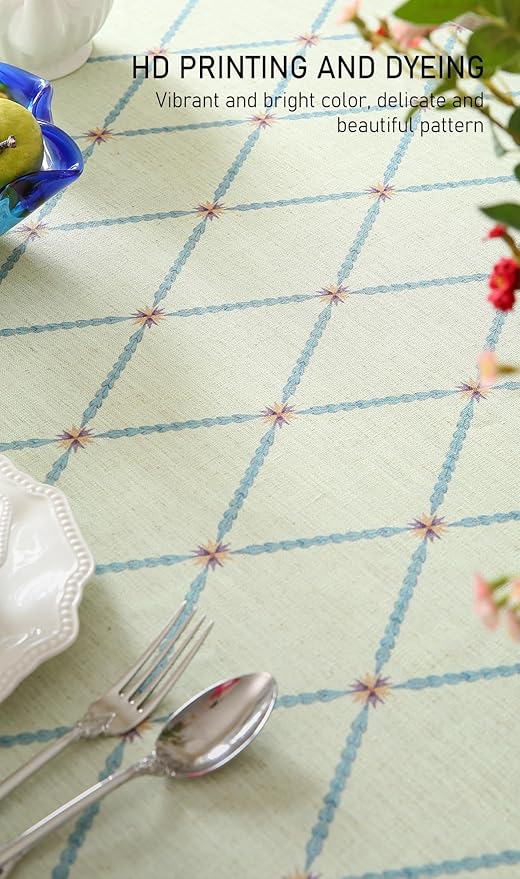 ISAENNE Designer Linen Floral Round Tablecloth, Light Green Farmhouse Durable - Image 5