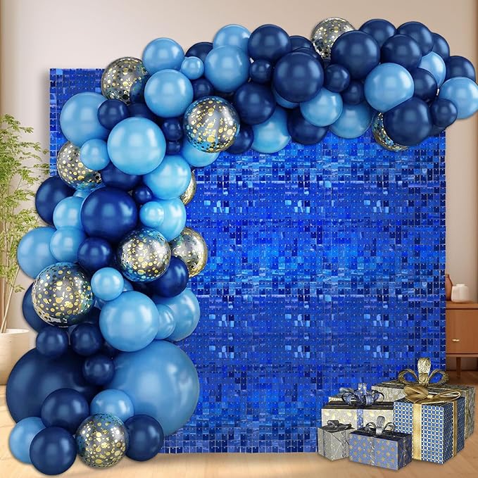 12PCS Royal blue Shimmer Wall Backdrop, Laser Square Sequin Photo Backdrops - Image 4