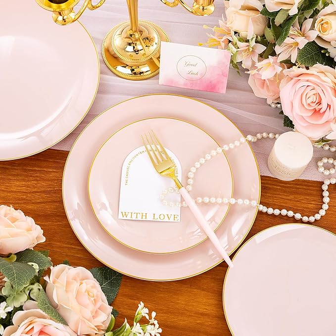 Liacere 150PCS Plastic Plates-Gold Plastic Silverware - Image 3