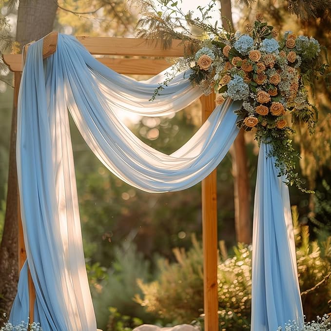 Wokceer Wedding Arch Draping Fabric 28.7" x 20FT Baby Blue Drapes Sheer Fabric - Image 7