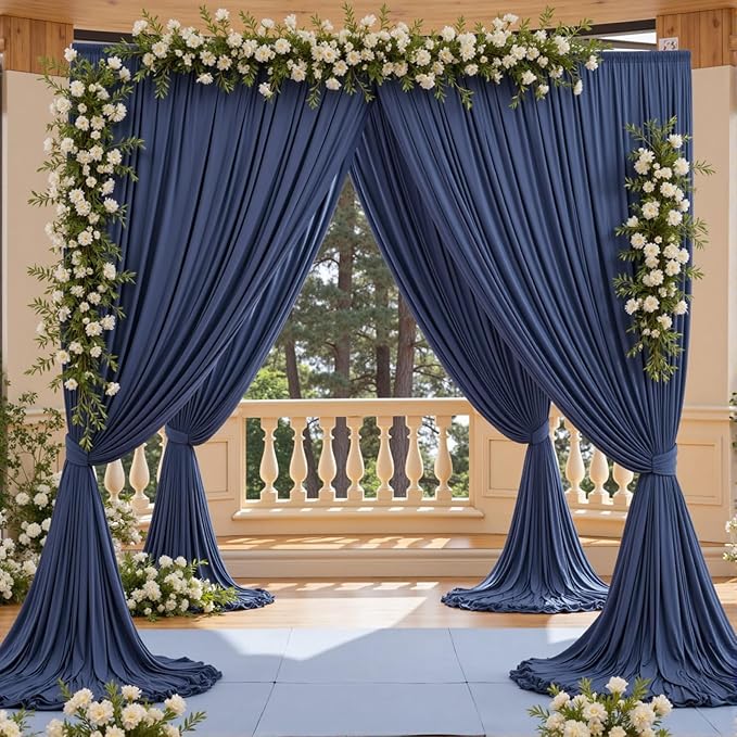 10x10ft Wrinkle Free Navy Blue Backdrop Curtains - Image 5
