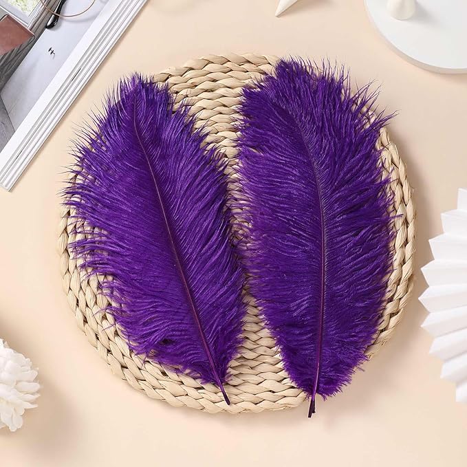 YAKRUNA 30PCS Purple Ostrich Feathers Bulk 12-14 Inches - Image 3