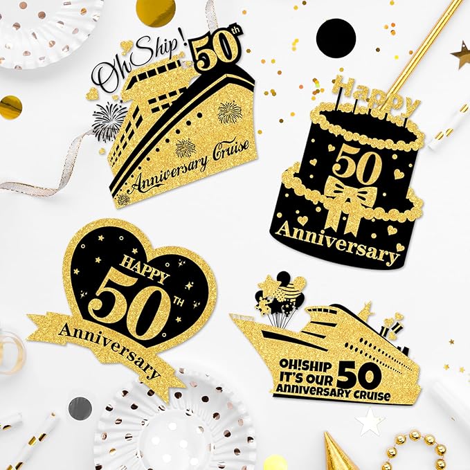 4 PCS Large 50th Anniversary Cruise Door Magnets Decorations Happy 50th - Image 7