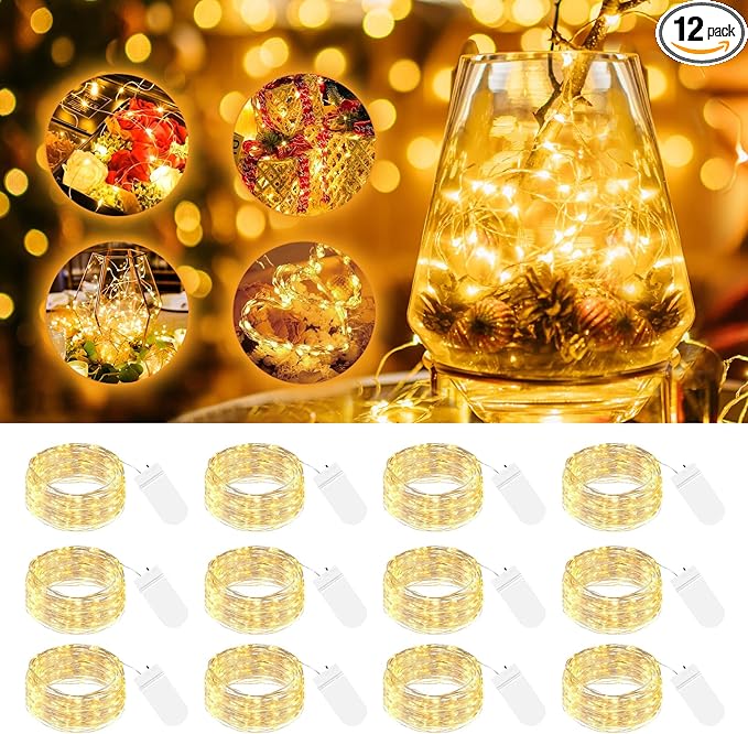 btfarm 12 Pack LED Fairy Lights Battery Operated, 7ft 20LED Mini String Lights by btfarmdecorativelighting