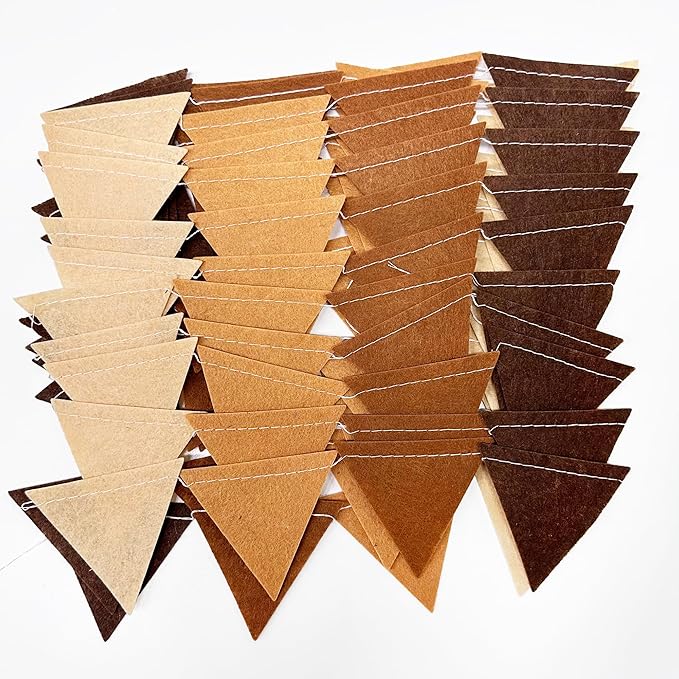Brown Party Decorations Ombre Brown Felt Hanging Triangle Mini Bunting Pennant - Image 3