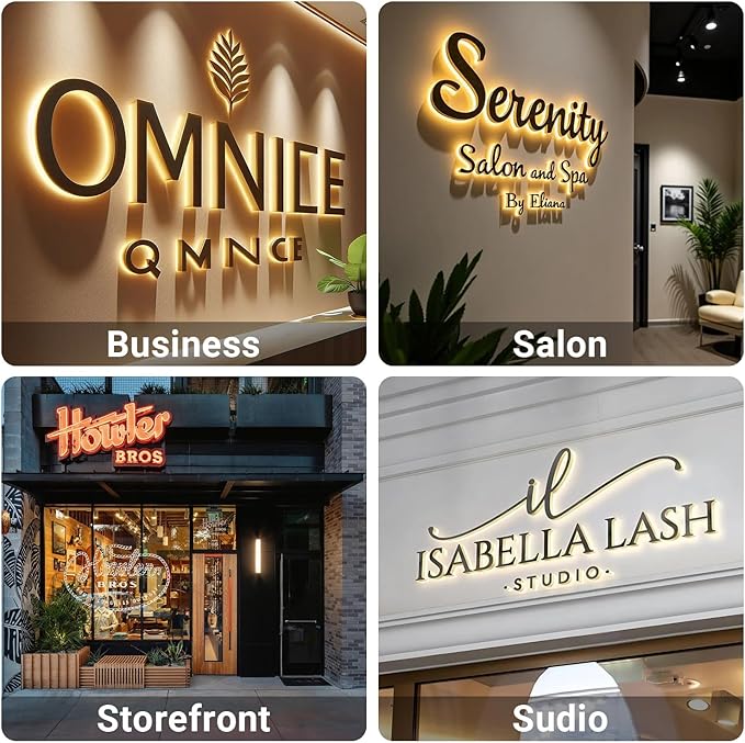 Custom Led Business Backlit Signage, Customizable 3d Laser Cut Metal Business - Image 3