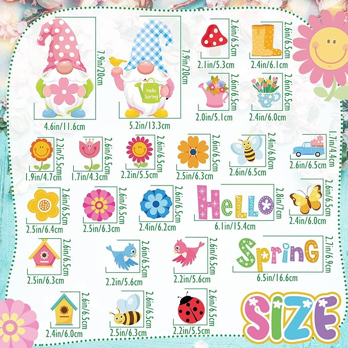 25 Pcs Hello Spring Magnet Car Decorations Colorful Waterproof Flowers - Image 2