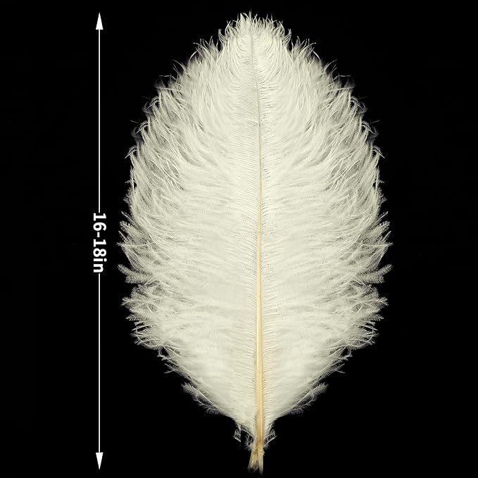 Beige Large Ostrich Feathers Bulk- 16-18 inches 10pcs - Image 3