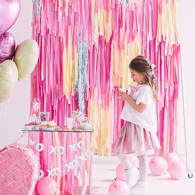 PartyWoo Pink and Red Crepe Paper Streamers 4 Rolls 328 ft Pack of Hot Pink and - Image 4