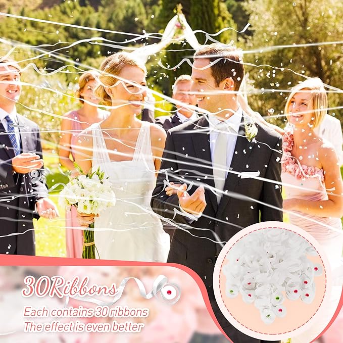 48Pack White Streamer Poppers, Hand Throw Streamer Poppers, No Mess Confetti - Image 6