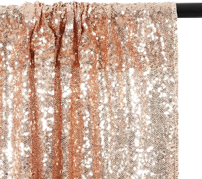 Eternal Beauty Rose Gold Sequin Backdrop, 6x6 Ft Glitter Background Curtains - Image 6