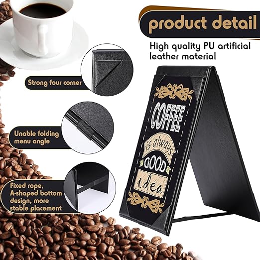 Gerrii Leatherette Table Tents Black PU Leather Menu Covers Bulk Double Sided - Image 3
