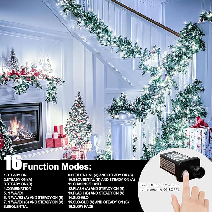 LAMPHOME 66ft Christmas Decorative Mini Lights, 200 LED Transparent Wire Fairy - Image 3