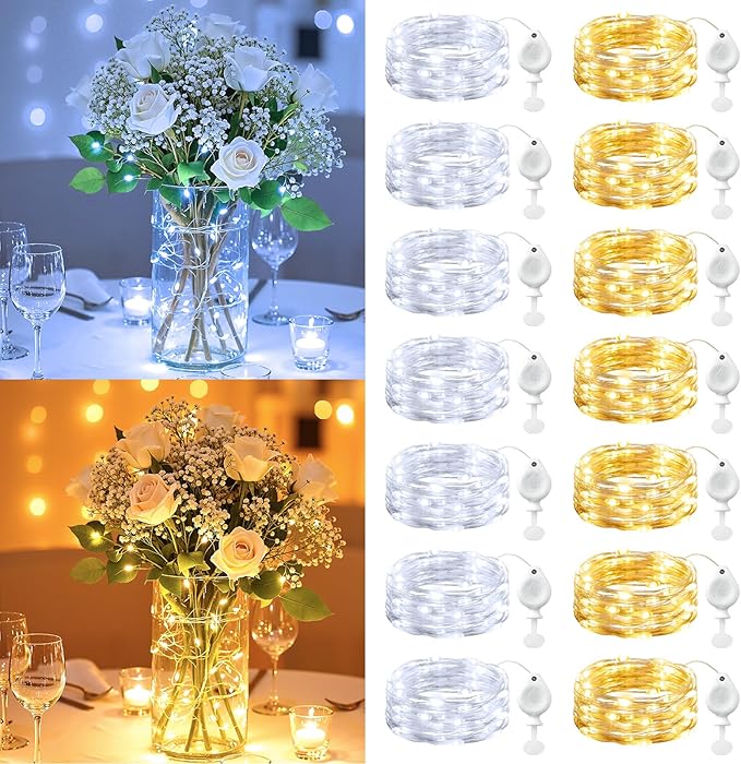 Brightown 14 Pack Warm White and White LED Fairy Lights Battery Operated String - Image 8