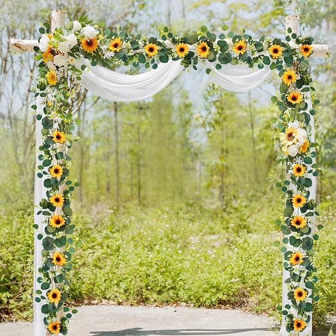 Uieke 2 Pack Artificial Sunflower Garland, 6ft/Strand Silk Sunflowers Hanging - Image 5