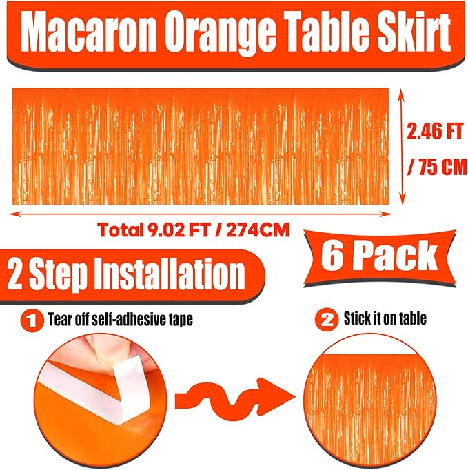 6 Pack 29x108 Inch Metallic Foil Fringe Tinsel Table Skirts Banner - Image 2