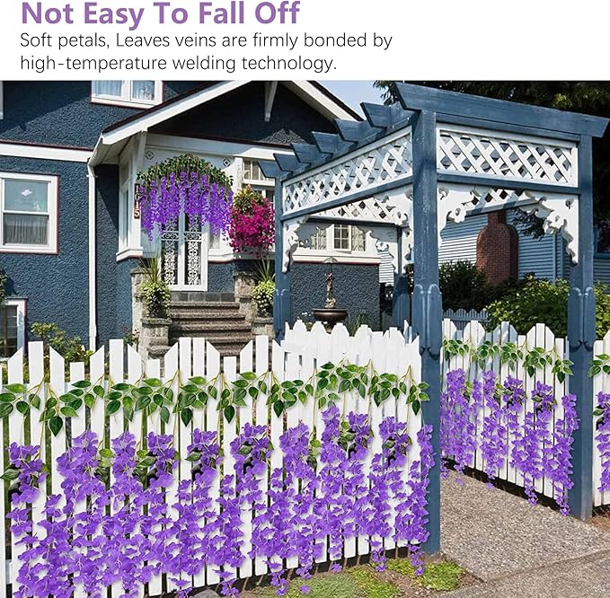 36 Pack Purple Wisteria Hanging Flowers, 3.44 Ft Fake Hanging Flowers, - Image 5